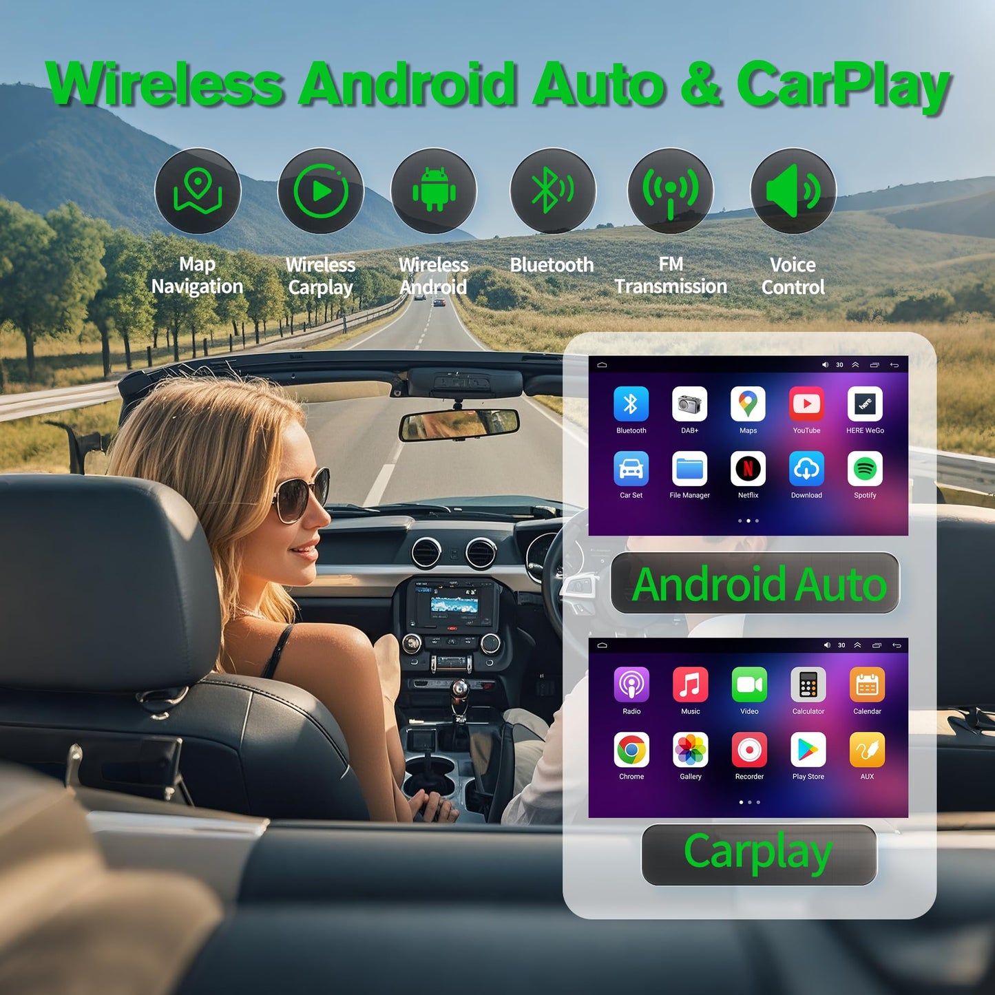 [4+64G] Android 13 Car Stereo with Wireless Carplay & Android Auto for Ford F150 F250 F350 E-250 E-350 Escape Focus Touchscreen Radio Upgrade with AHD Camera,GPS Navigation,SWC,WiFi,FM,Bluetooth