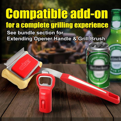 GRILLART Grill Brush Bristle Free, BBQ Accessory Bottle Opener, Heavy-Duty Mounts to Grill Brush Handle for Convenient Opening While Grilling – Ideal for BBQ Enthusiasts (Opener Only), Red