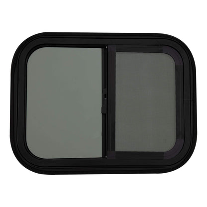 RecPro RV Window Replacement | Teardrop Style | 20inW x 15inH | Horizontal Sliding | Black | Model RP-WIN