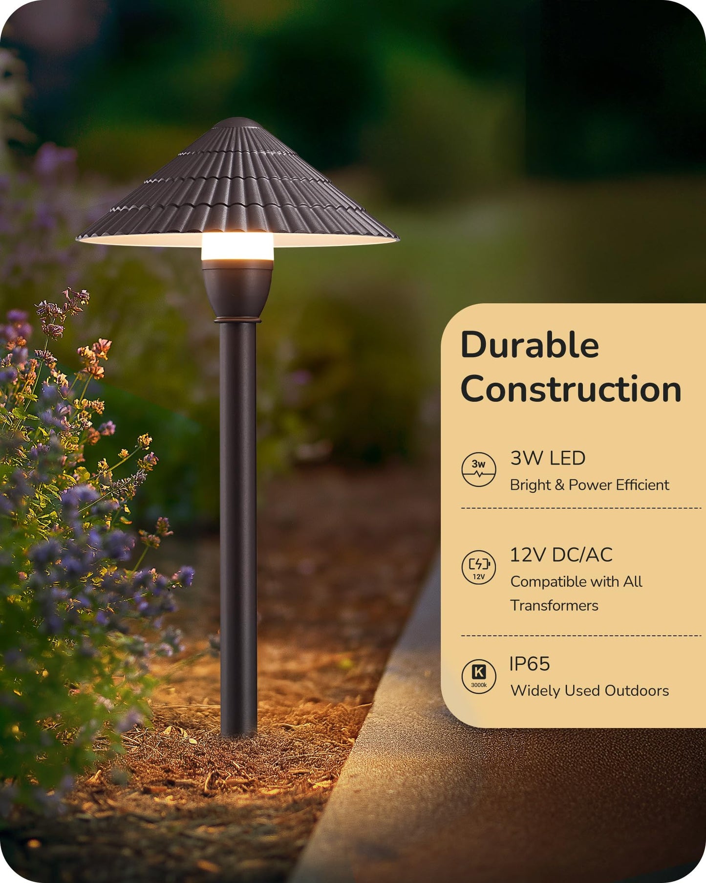 EDISHINE 5CCT Low Voltage Pathway Lights Wired, 8 Pack 2700K-5000K LED Landscape Lighting, 12V AC/DC 3W 160LM Die-Cast Aluminum Waterproof Outdoor Landscape Path Lights for Sidewalk Garden Yard