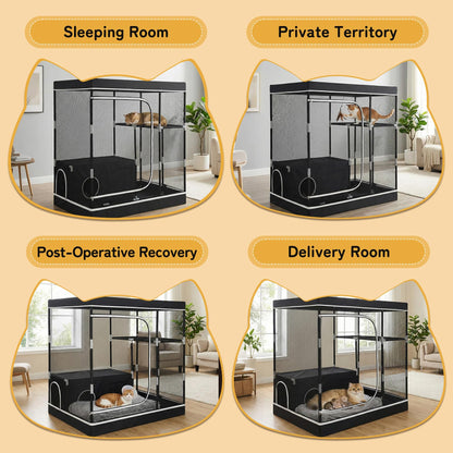 Large Cat Cage, Cat Enclosure Indoor, Cat Playpen for Adult Cats, Kittens & Small Animals, Multi-Level Kennel, Spacious Multi-Level Cat Cage for Indoor Use, Safe Playpen for Small Pets