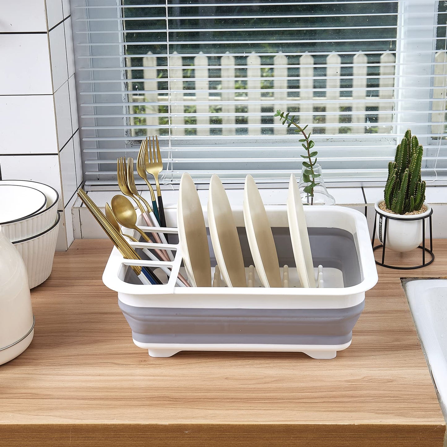 Collapsible Dish Drainer with Drain Plug & Swivel Spout - Space-Saving, Portable Dish Rack for Kitchens, RVs, Campers & Travel Trailers