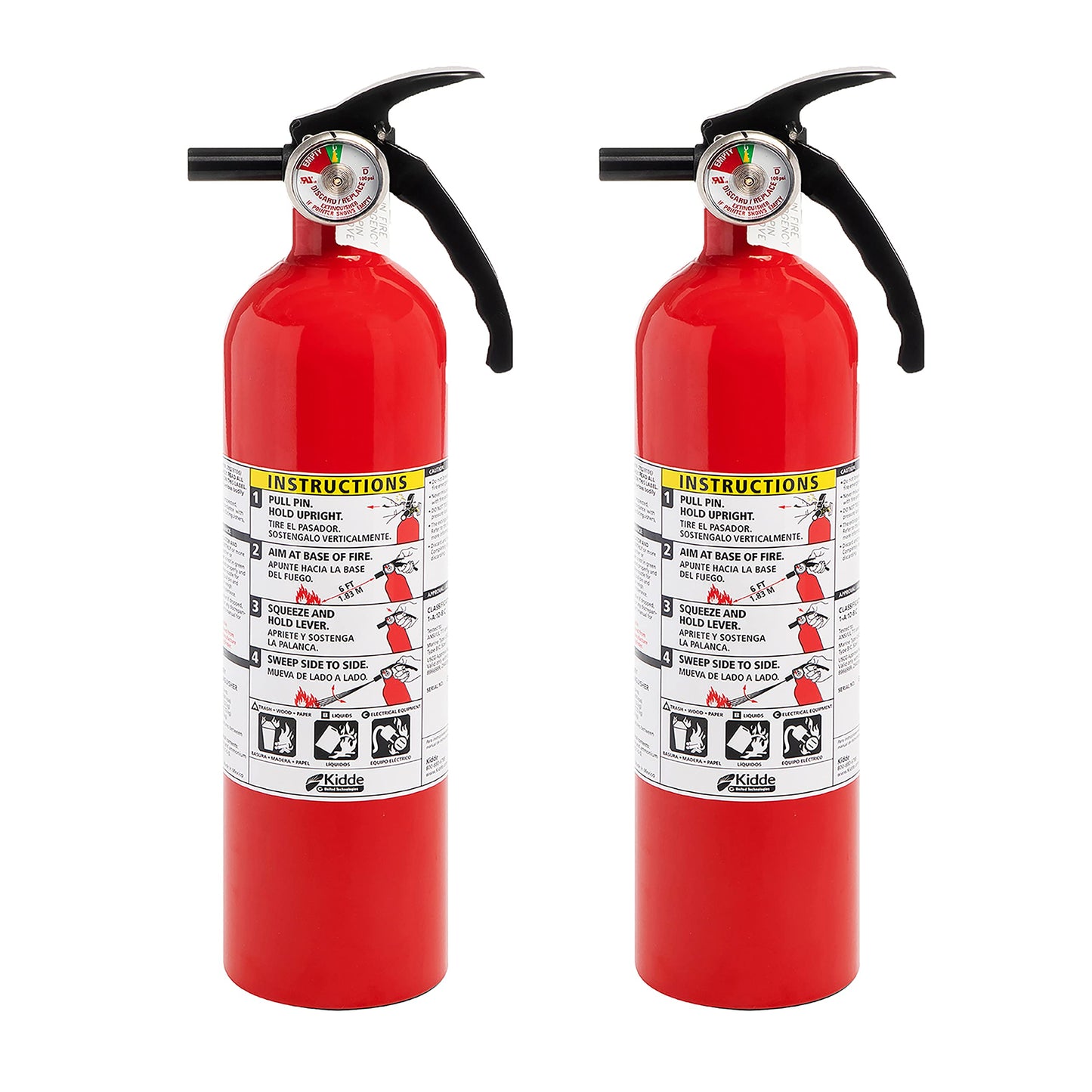 Kidde Kitchen Fire Extinguishers for Home & Office Use, 2 Pack & Fire Extinguisher for Home, 1-A:10-B:C, Dry Chemical Extinguisher, Red, Mounting Bracket Included, 2 Pack