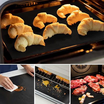 Skiennix 8-Pack Oven Liners - Heavy-Duty Non-Stick Mats for Electric, Gas & Toaster Ovens | 17 x 25 Inch, Black