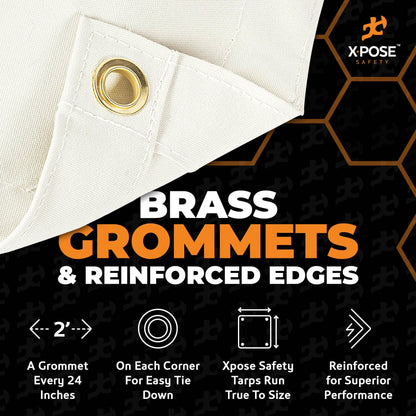 Xpose Safety Canvas Tarp - 10oz White Canvas Tarps Heavy Duty Water Resistant with Brass Grommets- Multipurpose Outdoor Tarpaulin for Camping, Canopy, Trailer, Equipment Cover 20' x 30'