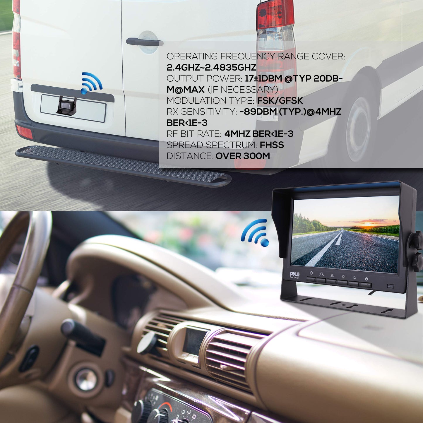 Pyle Rear View Camera with Monitor - Wireless Backup Camera And Monitor Kit w/ 7" 1080p HD IPS TFT LCD Panel & IR Night Vision Rear Camera For Truck, Travel Trailer, Campers, SUV, Pickup -PLCMTR83WIR