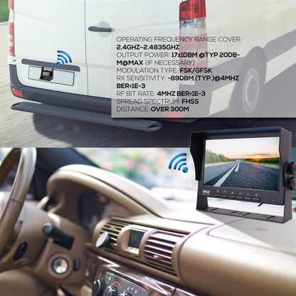 Pyle Rear View Camera with Monitor - Wireless Backup Camera And Monitor Kit w/ 7" 1080p HD IPS TFT LCD Panel & IR Night Vision Rear Camera For Truck, Travel Trailer, Campers, SUV, Pickup -PLCMTR83WIR
