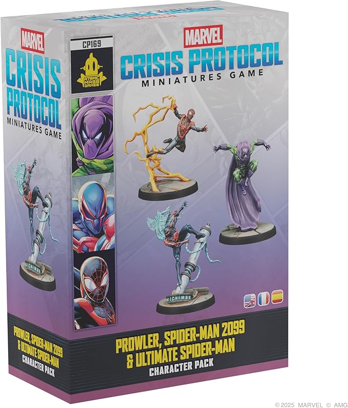 Asmodee Marvel: Crisis Protocol Prowler Spider-Man 2099 &amp Ultimate Spider-Man Character Pack - Tabletop Superhero Game Ages 14+ 2 Players 90 Min Playtime