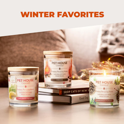 Pet House Pet Odor Candle Plant Based Scented Candle Clean Burning, Long Lasting for Home, Evergreen Forest