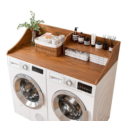 Memobarco 2 Tiers Washer Dryer Countertop, 54" Width x 27.5" Depth Laundry Countertop Organization, Wooden Washer and Dryer Topper for Folding, Sorting & Ironing, Easy to Install, Walnut