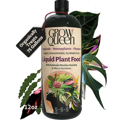 Skiennix Organic Liquid Indoor Plant Food - All-Purpose Fertilizer with Sea Kelp | 12oz Treats 75 Gallons