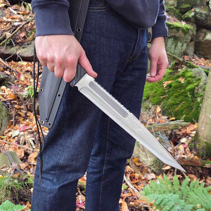 BATTLBOX BattlBolt Fixed Blade Outdoor Survival Knife, Doug Marcaida Design, 13in D2 Steel Blade, FRN Handle, Kydex Sheath - Bushcraft, Camping, Field Use
