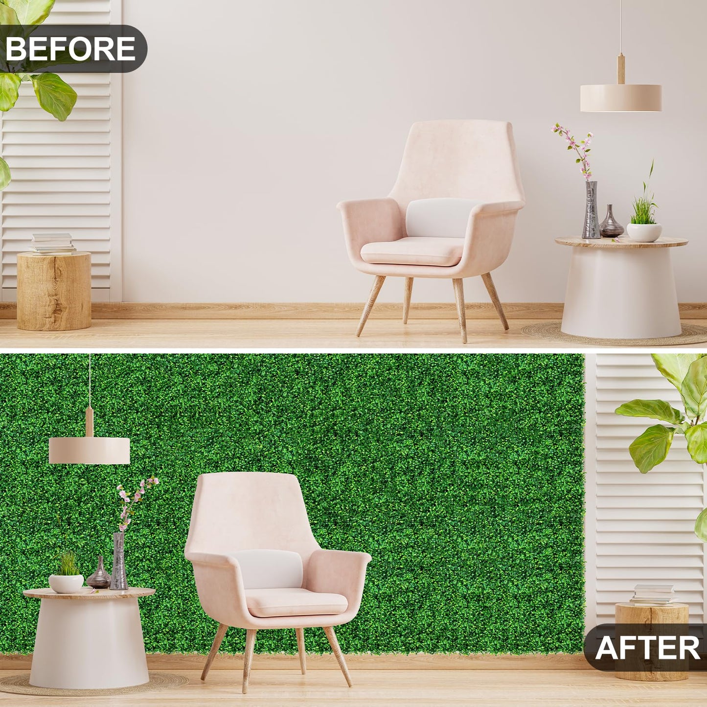 Grewyear Grass Wall Panels 20" X 20" (24Pcs) Greenery Backdrop, Artificial Green Grass Backdrop Boxwood Panels, Greenery Wall Decor Indoor, Privacy Hedge Screen for Outdoor Garden, Patio Decor