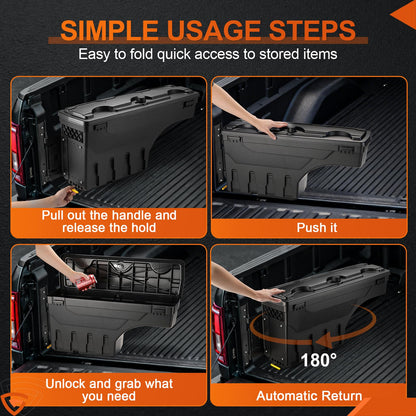 GEARLAST Truck Bed Storage Box With Password Lock For For 2019-2023 Chevy/GMC Silverado/Sierra 1500,Drivers Side,30L, Black Toolboxes