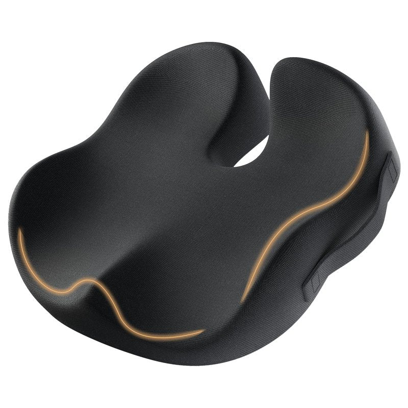 ProtoArc Seat Cushion, Office Chair Cushion for Sciatica, Coccyx Cushion, Ergonomic Memory Foam Seat Cushion for Car, Home, Pressure Relief Pad for Hip, Tailbone, All Day Comfort - Black