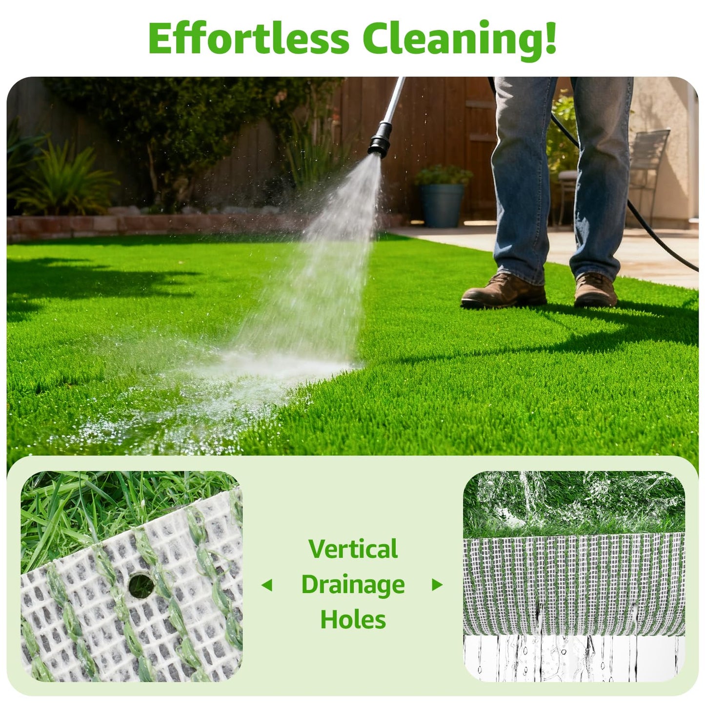 Oiyeefo Artificial Turf Grass Indoor Outdoor - Pet Friendly Synthetic Fake Turf Rug with Drainage Holes for Patio, Balcony, Backyard, Landscape Decortaion - Replacement Dogs Grass Mat(7Ft x 13Ft)