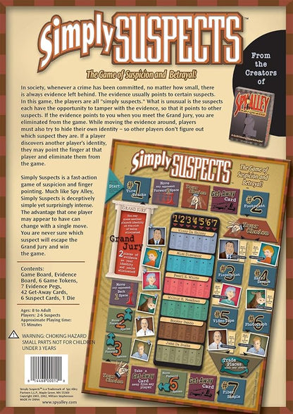 Simply Suspects - The Game of Suspicion &amp Betrayal - Fast-Paced Hidden Identity Detective Board Game - Family Fun for Ages 8+ 2-6 Players