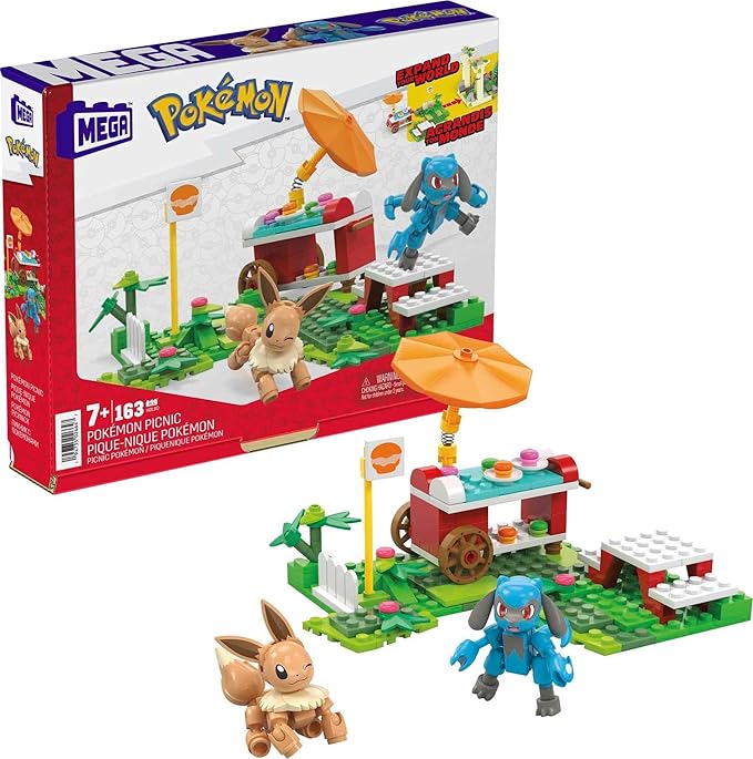MEGA Pokémon Action Figure Building Toys Set Pokémon Picnic With 193 Pieces 2 Poseable Characters Eevee and Riolu Gift Idea For Kids