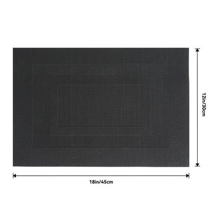 Leetaltree Black Frame Placemats Set of 8 - Heat Resistant Non-Slip Place mats for Dining Table, Washable Durable PVC Vinyl Woven Table Mats（Black Frame, 8）