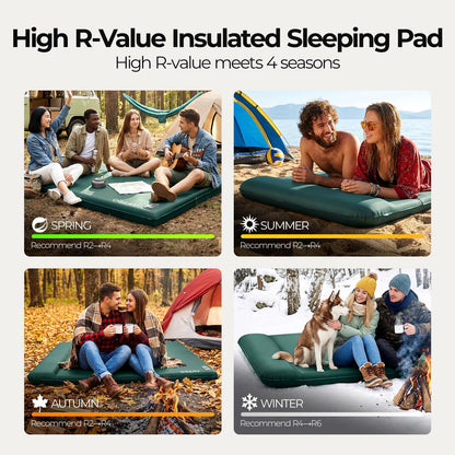 OGERY Self Inflating Sleeping Pad with Electric Pump, 3.15" Ultra-Thick Memory Foam Camping Pad, 4 Season Camping Mattress Pad with Built-in Pillow