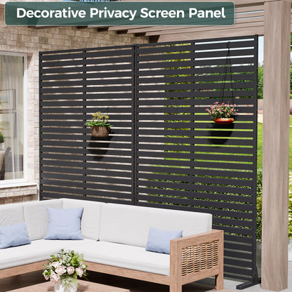 Trygoal Privacy Fence Screen with Stand 6 Panel 72" H×47" W HDPE Decorative Privacy Panels with Stand, Air Conditioner Fence Panels, Privacy Screen for Outdoor Backyard, Balcony, Pool