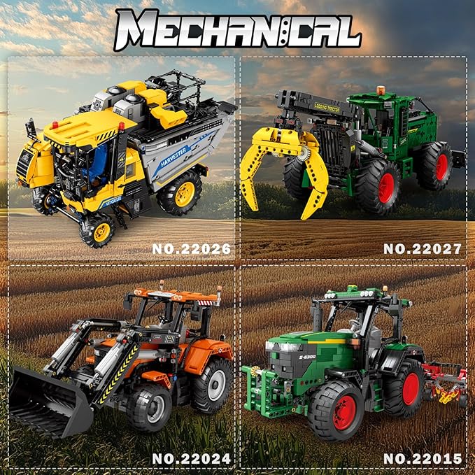 Reobrix Grape Harvester RC Tractor Building Set City Construction Vehicle Set 22026 Farm Technic Truck Model Kit for Adults Collection Decor or Gift for Adult and Machinery Lovers