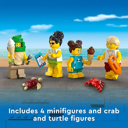 LEGO City Beach Lifeguard Station 60328 Building Kit for Ages 5+ with 4 Minifigures and Crab and Turtle Figures (211 Pieces)