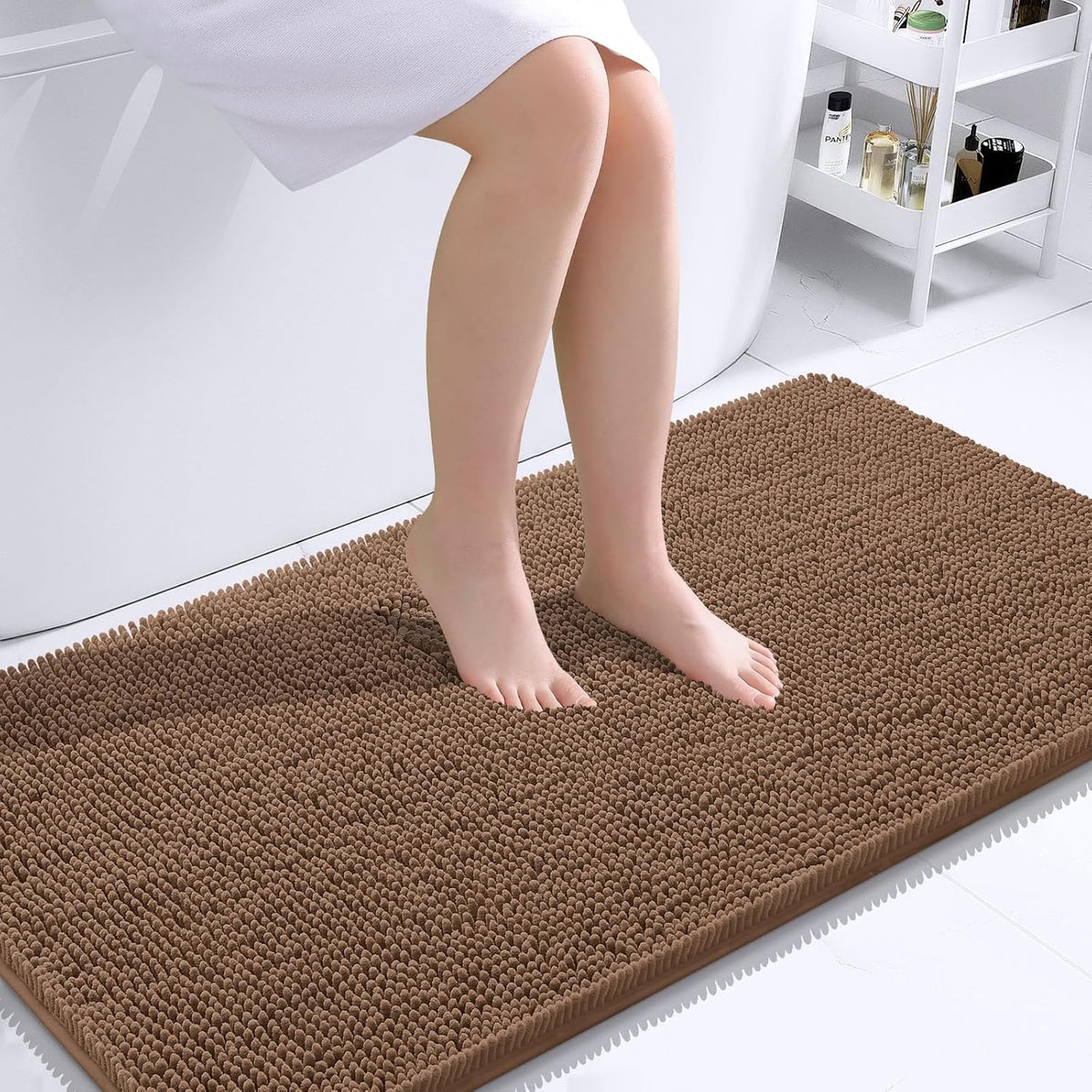 OLANLY Bathroom Runner Rugs - Extra Soft Absorbent Chenille | Quick-Dry Rubber Backing, 44x24 Mocha