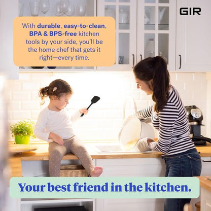 GIR: Get It Right Silicone Kitchen Spatula Turner - Non toxic cooking utensils for Nonstick Cookware, Cooking and Baking, Mini Flip - 11IN - Black
