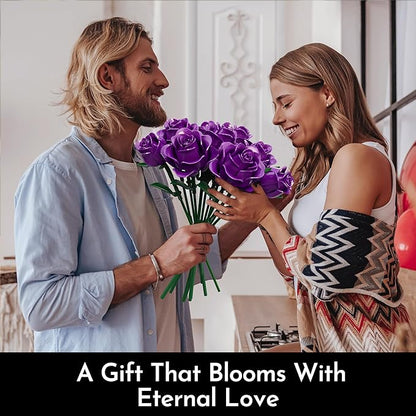 Rose Flower Bouquet Building Set for Adults Gift for Women Couple Girlfriend Mom Wife Buildable Artificial Floral Botanical Collection Décor for Home or Office (530 Pcs)