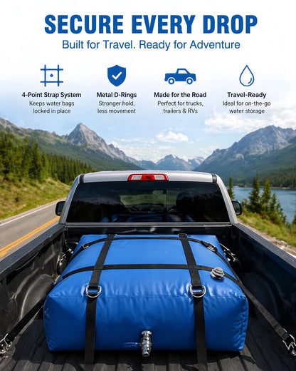 PYY Water Storage Bladder - 60 Gallon TPU Portable Fresh Water Tank with Strap, Food Grade Collapsible Flexible Container with Spigot for Daily Use Water, Camping, Irrigation & Emergency Storage