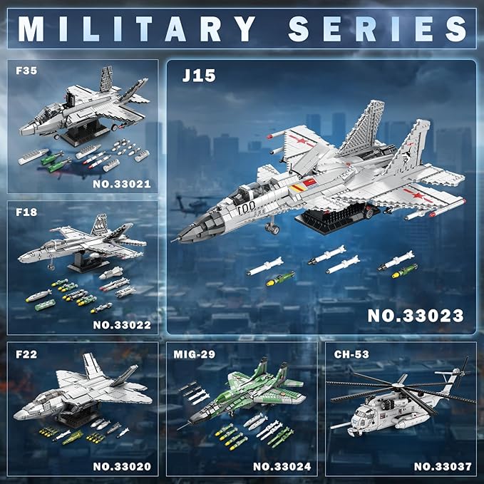 Reobrix J-15 Fighter Jet Building Sets for Adults Military Flying Shark Fighter Display Model 33023 Technical Military Plane Collectible Set Toys Gifts for Aviation Fans Boys Girls 14+ (1999 PCS)