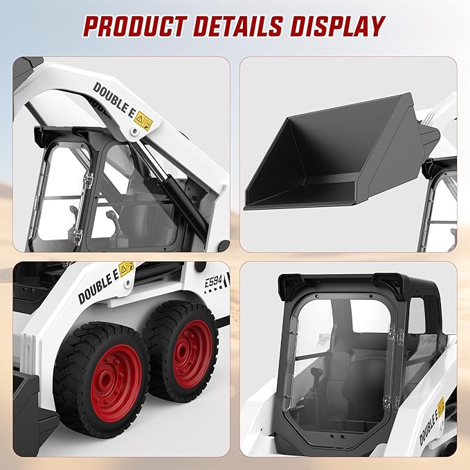 DOUBLE E RC Skid Steer Loader Toy for Kids1:14 Scale Remote Control Construction Truck with Lights Sound &amp Sounds 2.4GHz RC Truck Toy 360°RotationRC Front Loader Tractor Engineering Vehicles