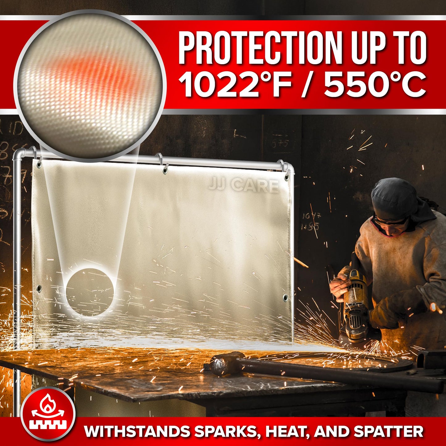 2 Pack Welding Blanket - 6ft x 8ft, 850GSM Fiberglass Welding Blanket for Smokers with Brass Grommets, Heavy Duty Fireproof Welders Mat for Industrial, Smoker, Grill and Camping