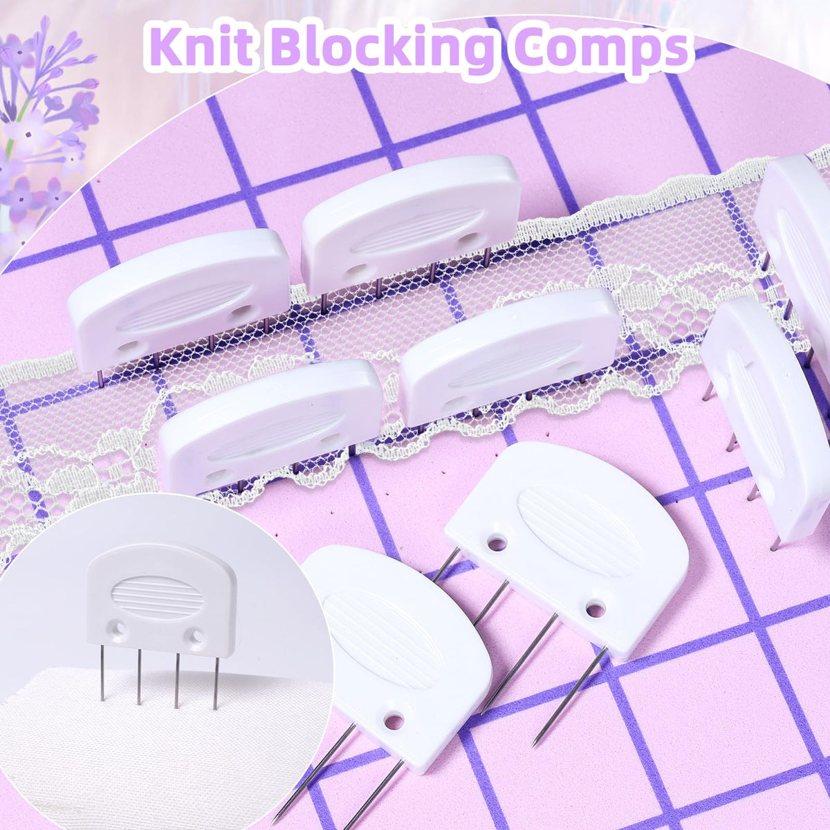 32 Pcs Blocking Combs, Knit Blockers Combs for Blocking, Blocking Pins for Knitting, Knit Blocking Combs for Blocking Knitting, Crochet Sewing Lace or Needlework Projects Tools Device