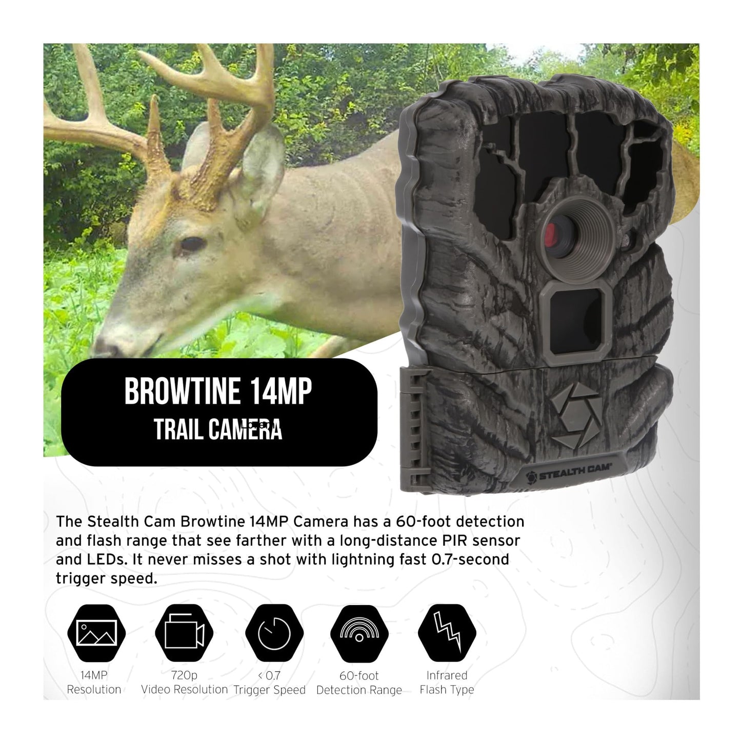 Stealth Cam Browtine 14MP Trail Camera (4-Pack) Bundle with 32GB Memory Card (4-Pack) and Card Reader (9 Items)