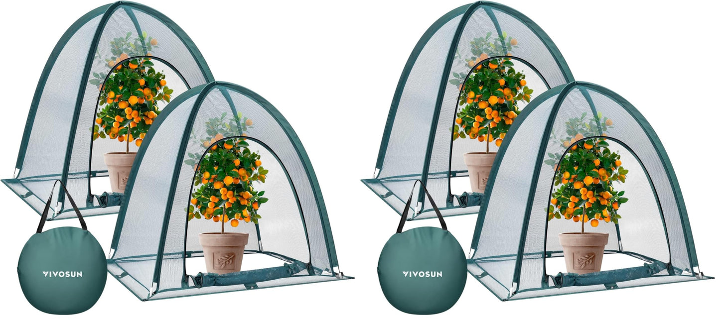 VIVOSUN Garden Netting Cover, 36 x 36 x 39 Inch Pop-up Guard Cover with Zip Entry for Plants, Vegetables, Fruits, Outdoor Run and Enclosure for Small Animals, 4-Pack, Green