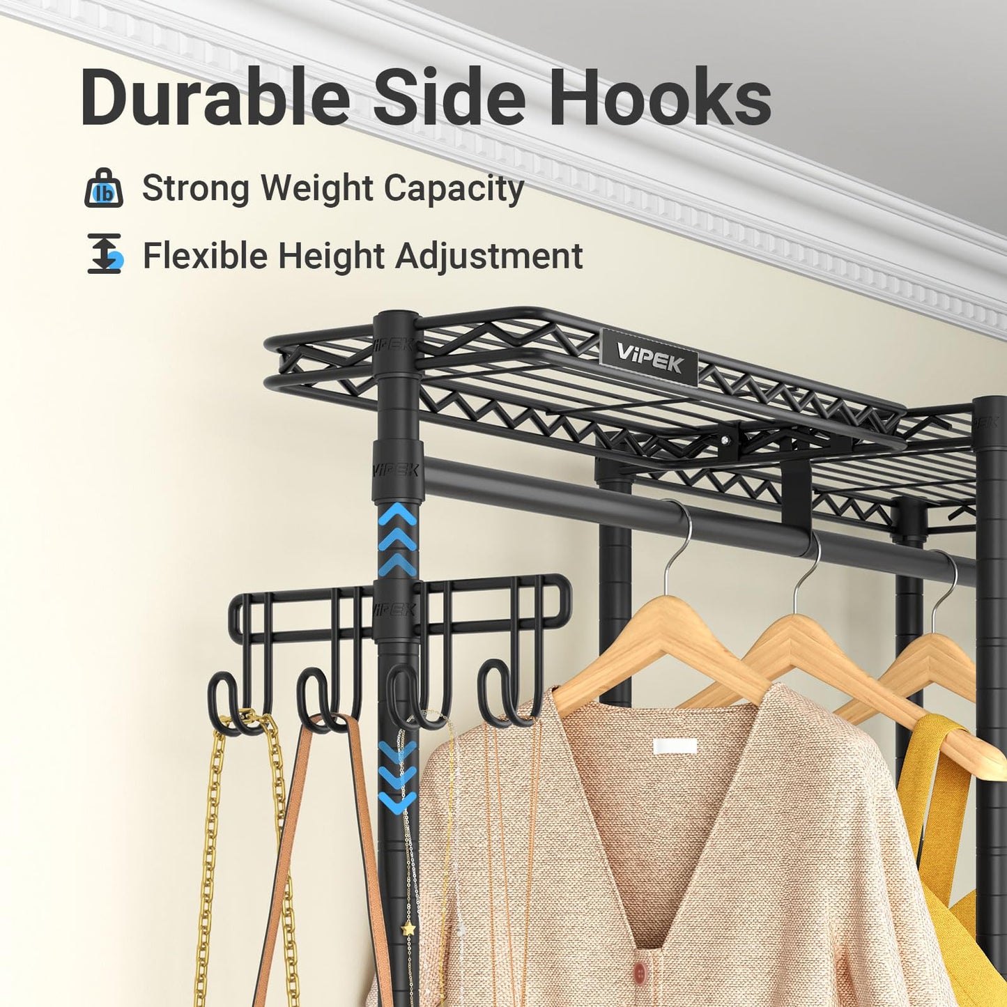 VIPEK V3 Nano Clothes Rack with 4 Semi-Shelves and 3 Standard Shelves, Clothing Rack for Hanging Clothes, Free Standing Closet System, Portable Metal Wardrobe for Bedroom, Max Load 800LBS, Black