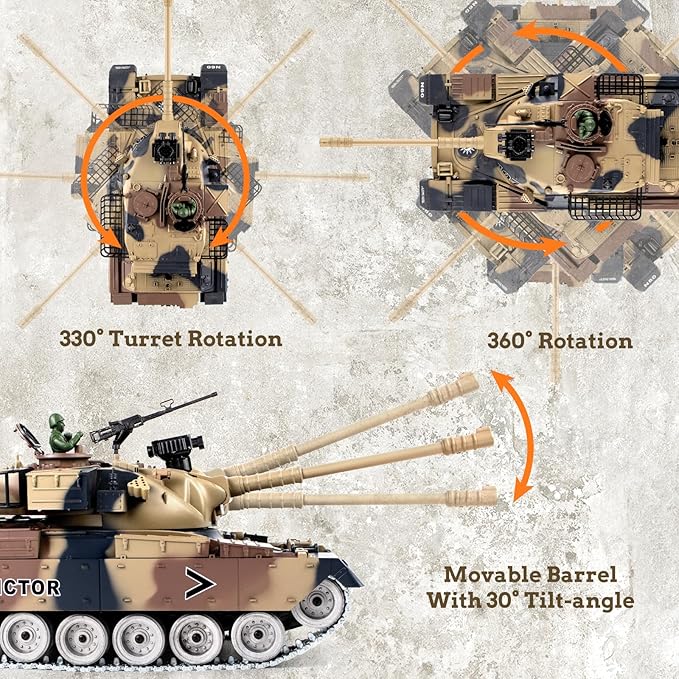 RC Tank 1:18 Alloy Metal US M60 Remote Control Army Model Toys That Shoots 2.4Ghz RC Vehicle with Smoke Sound and Lights Military Tank for Adults and Kids 6+ Year Old