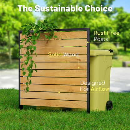 3 Panels No Dig Wooden Privacy Fence Screen, 42" H X 40" W Outdoor Air Conditioner Fences, Hide Trash Bins Or Ac Units, Decorative Garden, Patio, Backyard Fence -Temporary Fencing