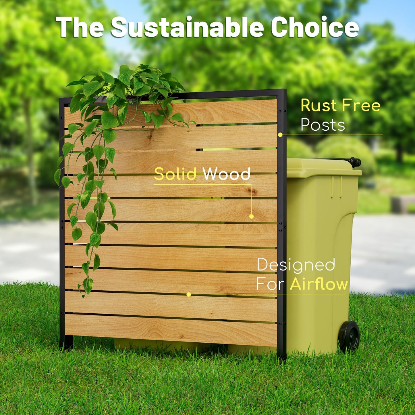 2 Panels No Dig Wooden Privacy Fence Screen, 42" H X 40" W Outdoor Air Conditioner Fences, Hide Trash Bins Or Ac Units, Decorative Garden, Patio, Backyard Fence -Temporary Fencing
