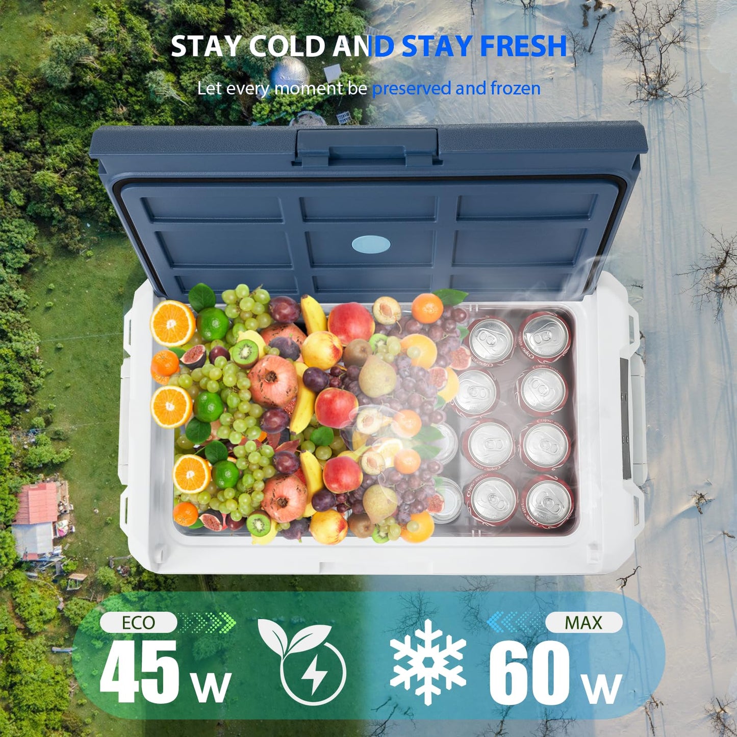 zcamp ICF41 12 Volt Car Refrigerator,42QT/40L Portable Freezer Electric Cooler -4℉~68℉,12/24V DC 100-240V AC Car Fridge for Camping, Road Trips, RV, Truck