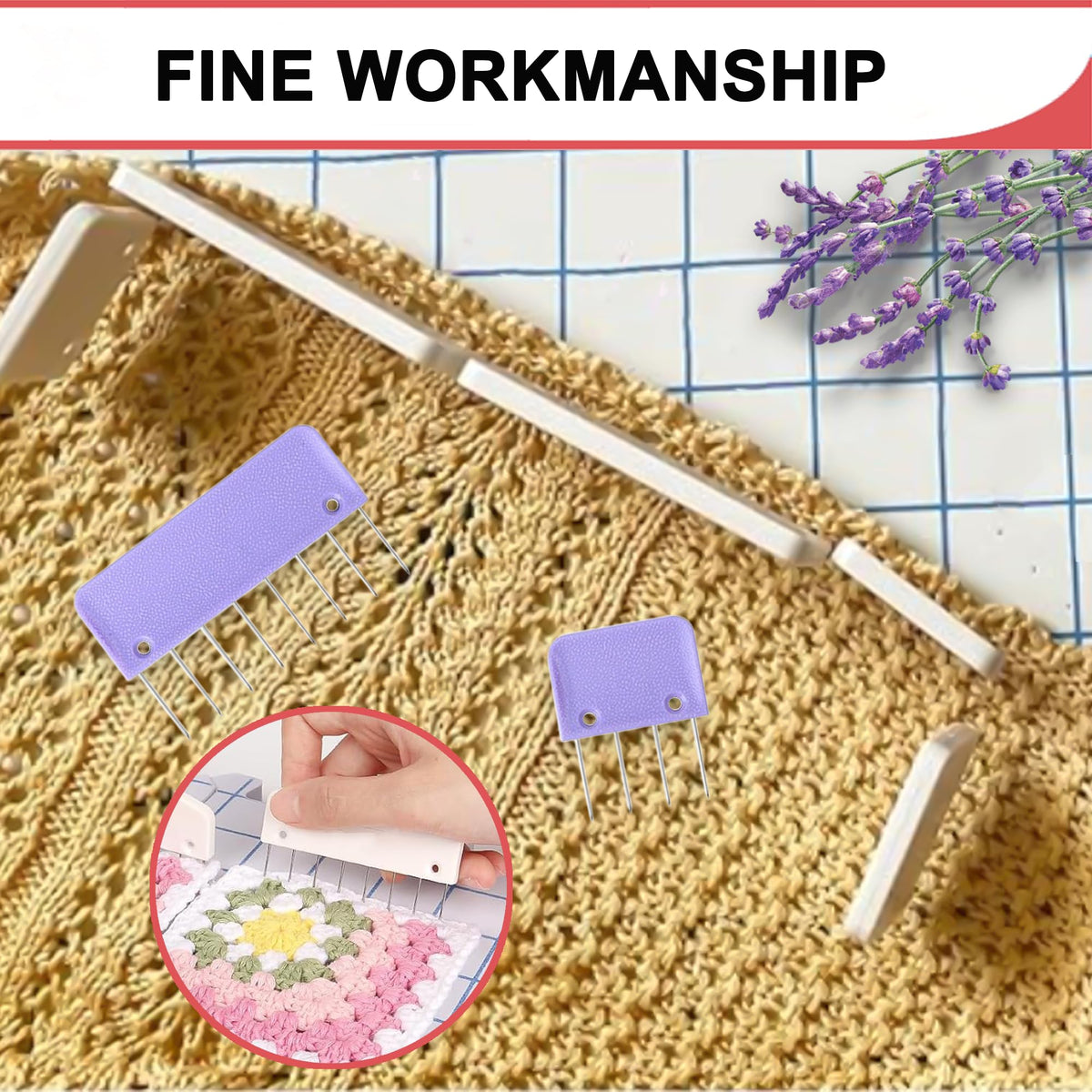 Knit Blockers Pins Kit, 25Pcs Knit Blocking Combs & 30 T-pins for Knitting Blocking Board Mats, Crochet Knitting Pins for Crochet Projects Sewing Lace Needlework Projects Tool (White)