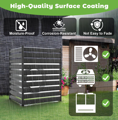 38" W x 42" H 3 Panels Air Conditioner Fence Screen, Metal Privacy Fence for Outside Unit, Pool Equipment Enclosure Trash Can Fence, No Dig Backyard Fencing for Outdoor