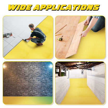 Nuanchu 1/8" Thick 161.44 Sq. ft. Uncoupling Membrane for Tile, Dimple Drainage Matting, Moisture Barrier Foundation Wrap Floor Underlayment Sub Floor Waterproof for Bathroom Shower Kitchen Basement