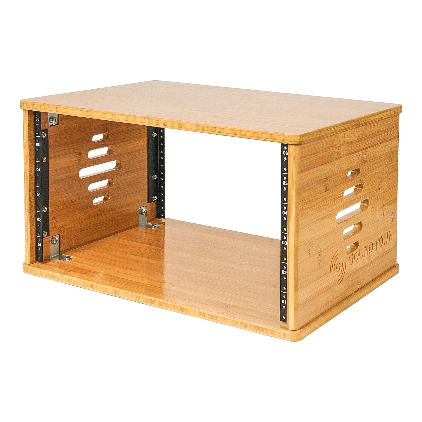 Sound Town DIY 6U Solid Carbonized Bamboo Studio Equipment Rack w/ 14.2" Depth, Ventilation for Recording Room, PA/DJ Pro Audio, Home Audio (STBR-6U)