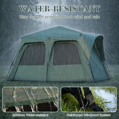 Castle Unicorn Instant 6-8 Person Camping Tent with Porch, Large Family Cabin Tent with 2 Rooms, Tall & Spacious 60s Easy Setup, Waterproof Glamping Tent, Big Tents for Outdoor Camping Hiking Backyard