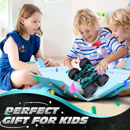 Tecnock Remote Control Car 2.4GHz RC Cars with USB-C Easy Charging 4WD Double Sided 360° Rotates and Flips RC Stunt Car Toys Gift for Boys and Girls Ages 6-8 8-12