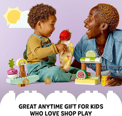 LEGO DUPLO My First Organic Market 10983 Fruit and Vegetables Toy Food Set Learn Numbers Stacking Educational Toys for Toddlers 18 Months - 3 Years Old