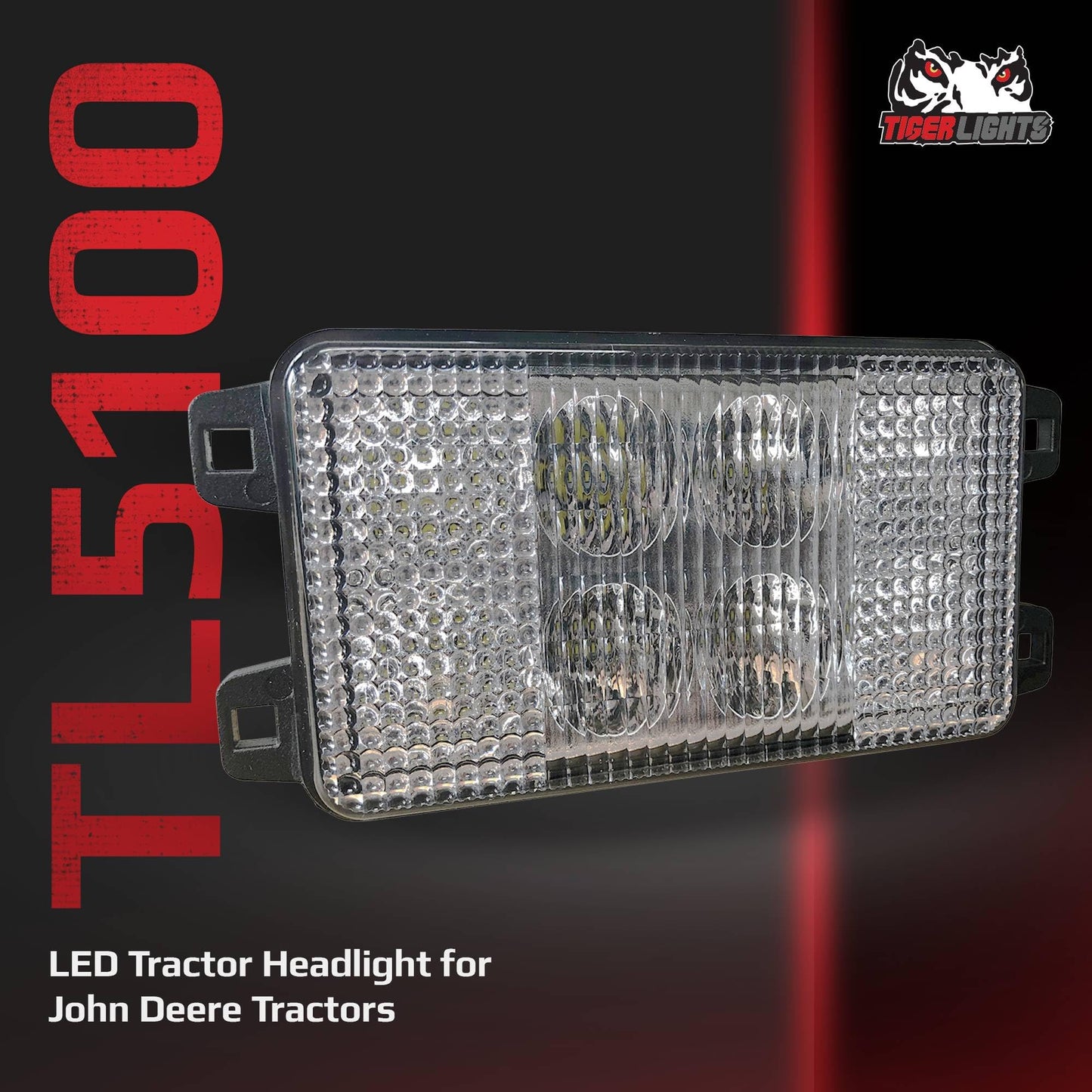 TIGERLIGHTS TL5100 LED Headlight 12V Compatible With/Replacement For John Deere 1025R, 1026R, 2025R, 2027R, 2032R, 2036R, 2038R, 2320, 2520 Flood/Spot Combo Off-Road Light